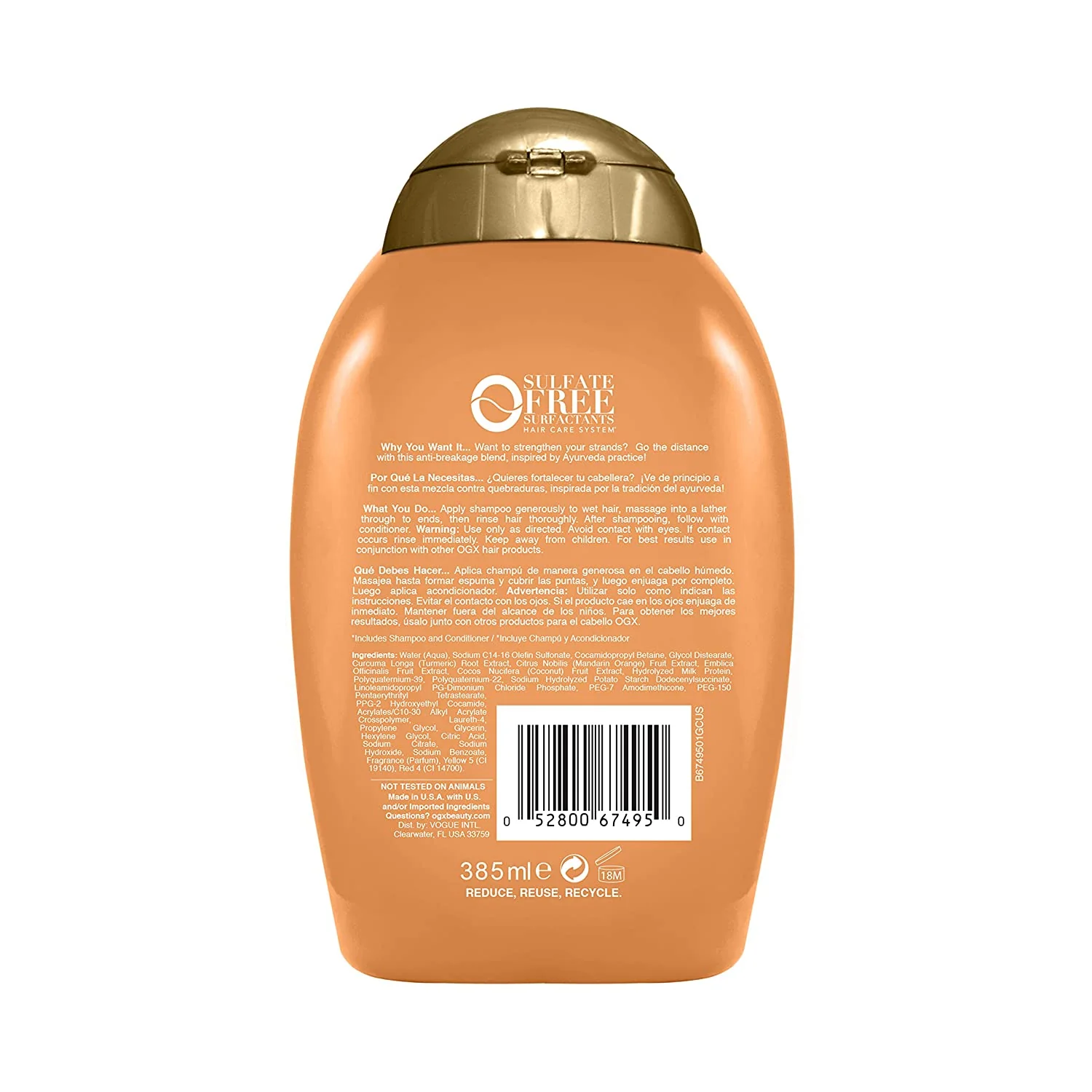 OGX Strength & Length + Golden Turmeric Shampoo with Coconut Milk. 13 fl. oz - Image 2