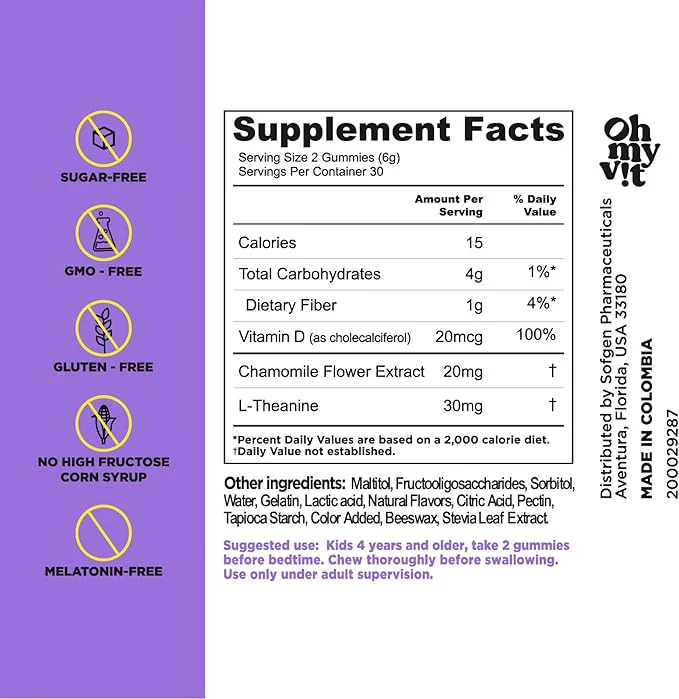 Oh My Vit Dreamz Sugar Free Sleep Kids Gummies 60ct - Image 2