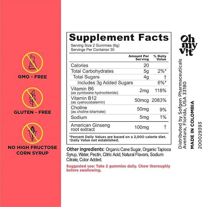 Oh My Vit Focus With Gingseng Gummies 60ct - Image 2
