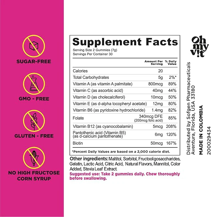 Oh My Vit Multivitamin For Women Sugar Free Gummies 60ct - Image 2