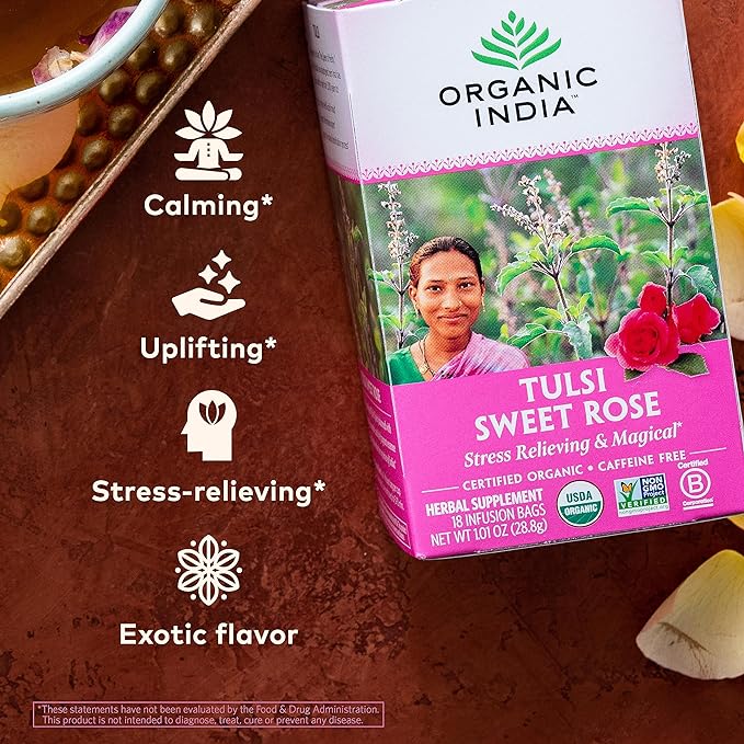Organic India Tulsi Sweet Rose Tea Bags 18ct - Image 2