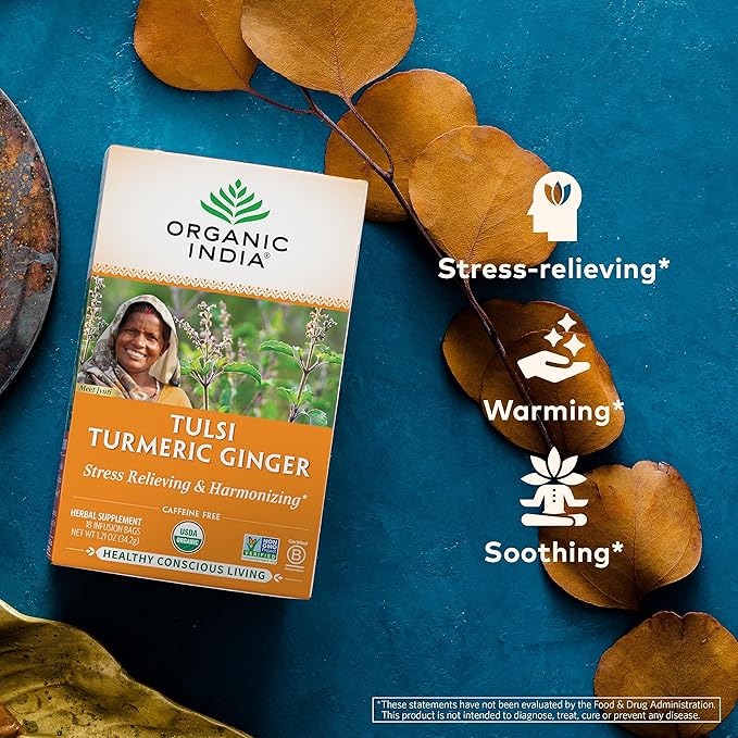 Organic India Tulsi Turmeric Ginger Tea Bags 18ct - Image 2