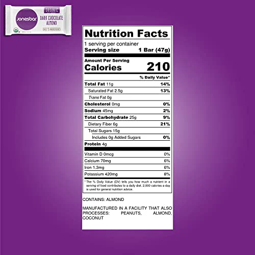 Jonesbar Organic Dark Chocolate Almond Fruit & Nut Bar, 1.7 Oz - Image 4