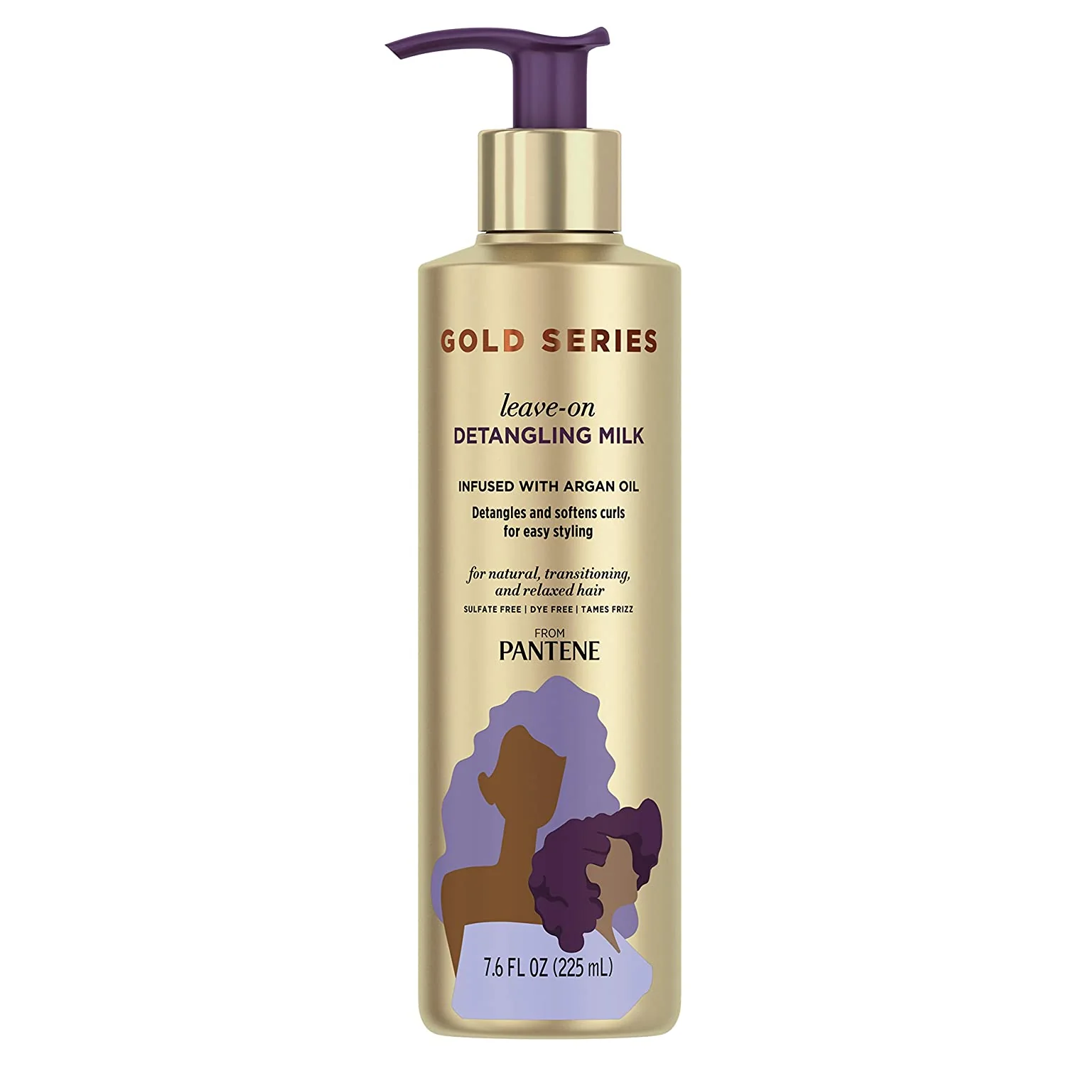Pantene, Detangling Milk Hair Treatment, Sulfate Free, Pro-V Gold Series, for Natural and Curly Textured Hair, 7.6 oz