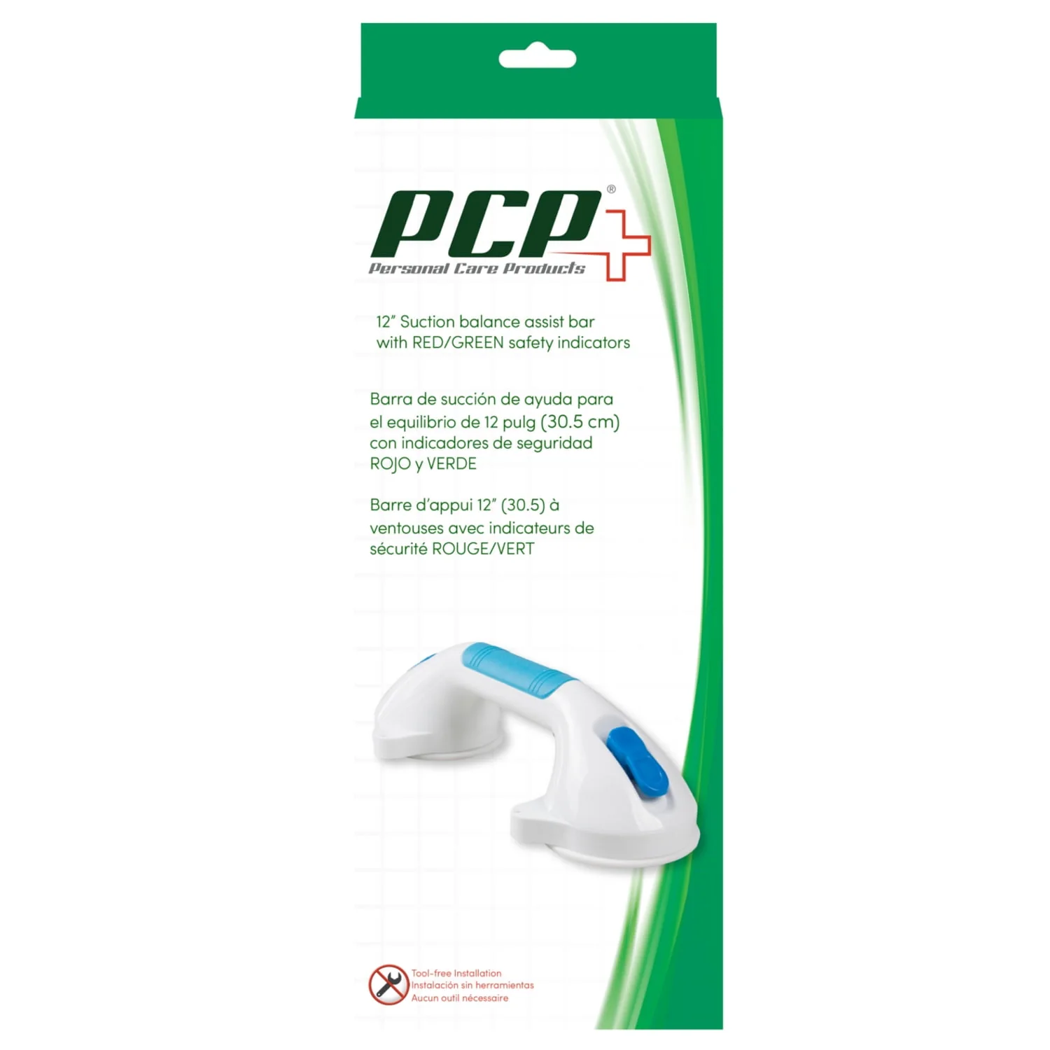 Pcp Suction Grip Grab Bar 12In Red Green Indicator 9212