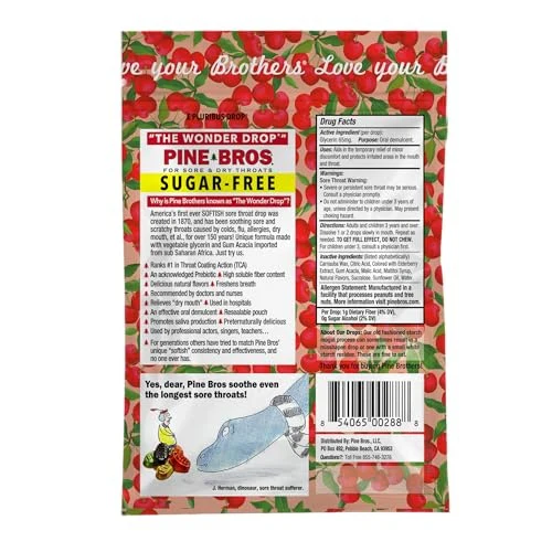 Pine Bros. Gummy Sore Throat Softish Drops 30 Count Wild Cherry Sugar Free - Image 2