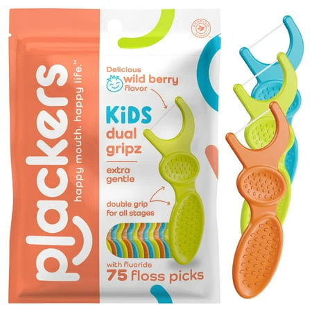Plackers Kids Dual Gripz Dental Flosser 75ct