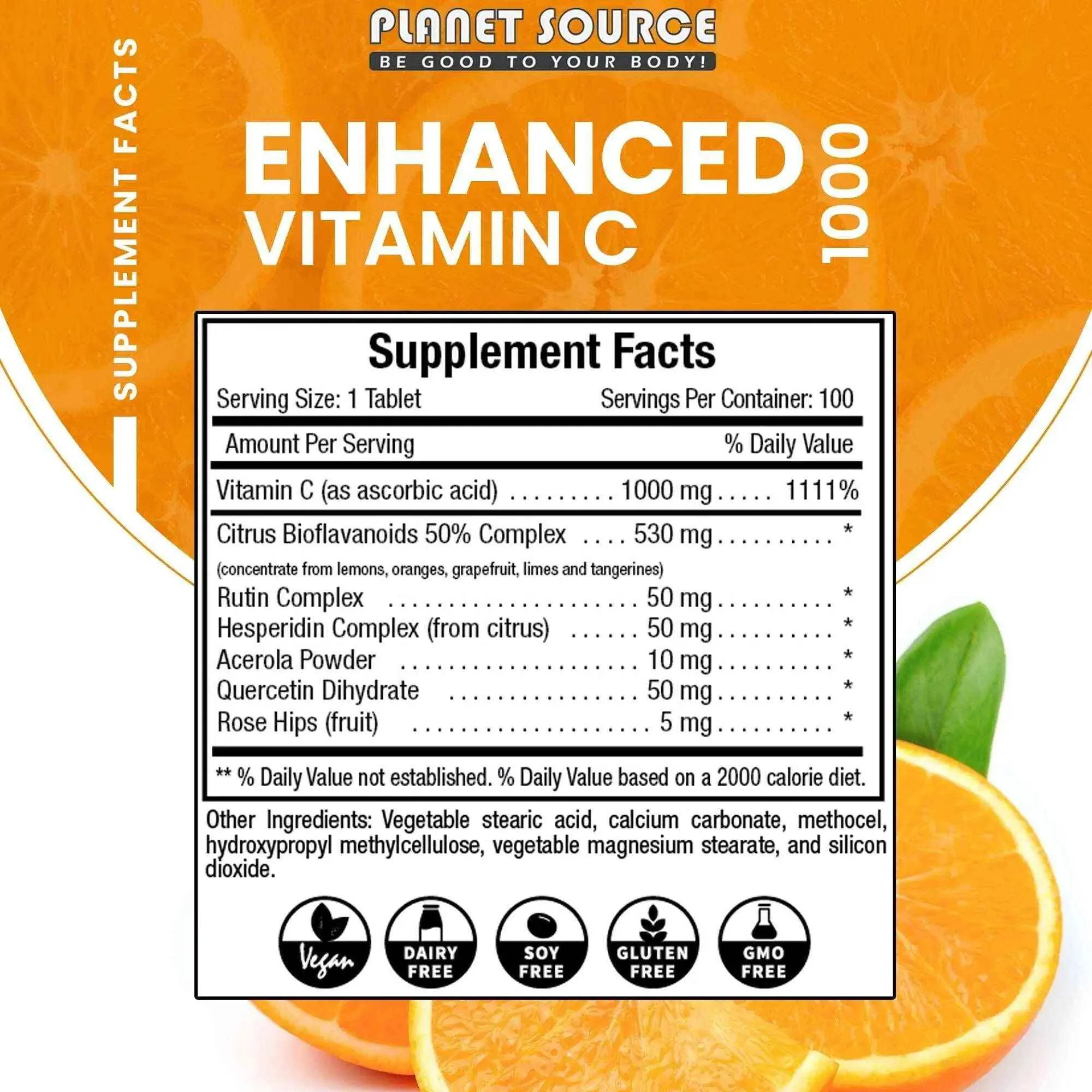Planet Source Enhanced Vitamin C 1000mg Tablets 100ct - Image 2