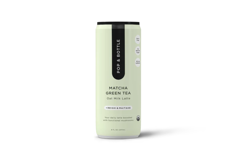 Pop & Bottle Organic Matcha Green Tea Oat Milk Latte, 8 Oz