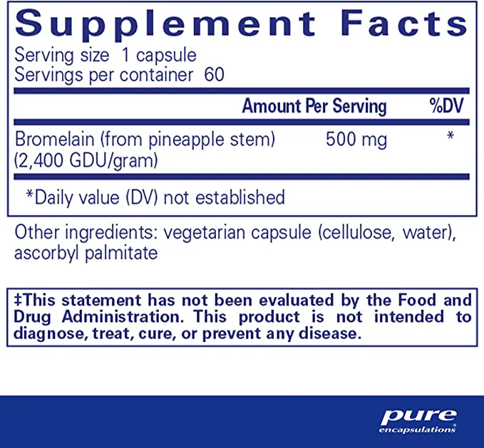 Pure Encapsulations Bromelain 2400 500Mg 60 Capsules - Image 2