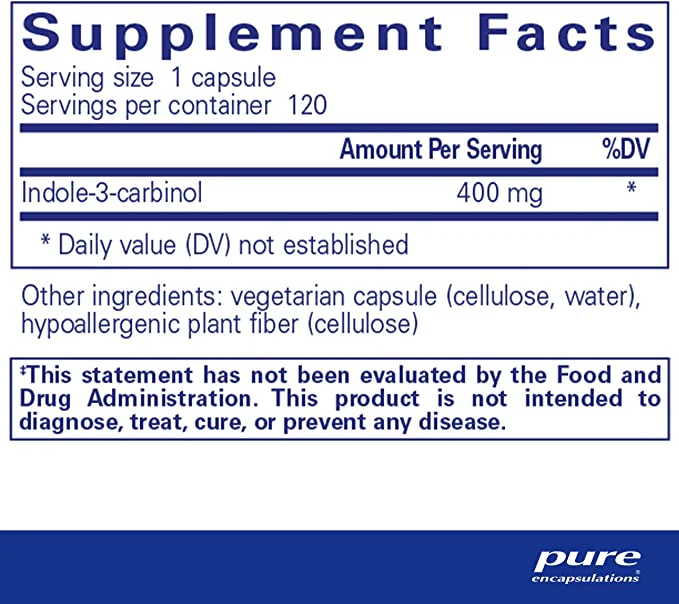 Pure Encapsulations Indole-3-Carbinol 400Mg 120 Capsules - Image 2