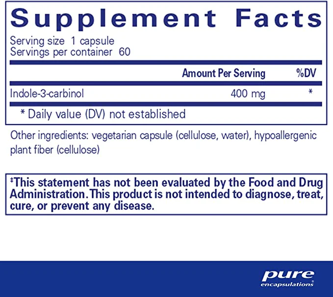 Pure Encapsulations Indole-3-Carbinol 400Mg 60 Capsules - Image 2