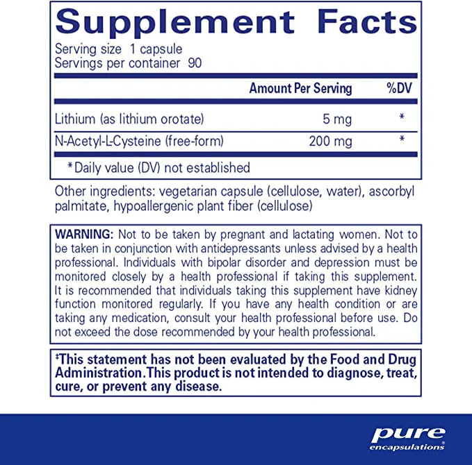 Pure Encapsulations Lithium Orotate 5Mg 90 Capsules - Image 2