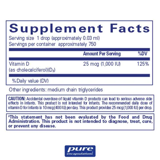 Pure Encapsulations Vitamin D3 Liquid 22.5 ml - Image 2