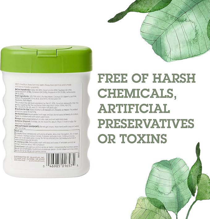 Quantum Health Buzz Away Deet Free Insect Repellent 25 Towelettes - Image 2
