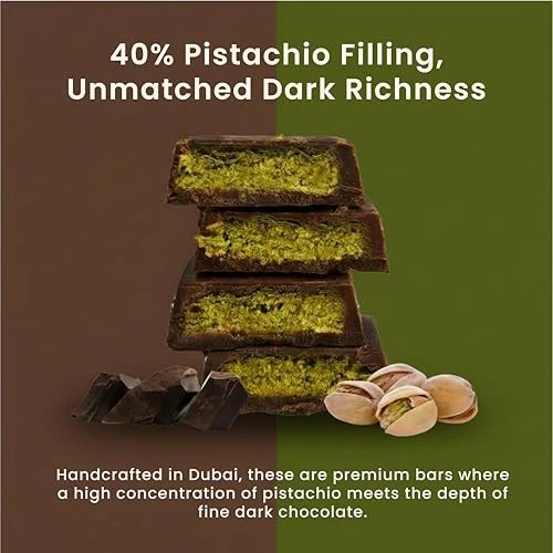Rah Dark Dubai Chocolate Bar Pistachio 100g, Gourmet Chocolate Bar 3.5oz - Image 2