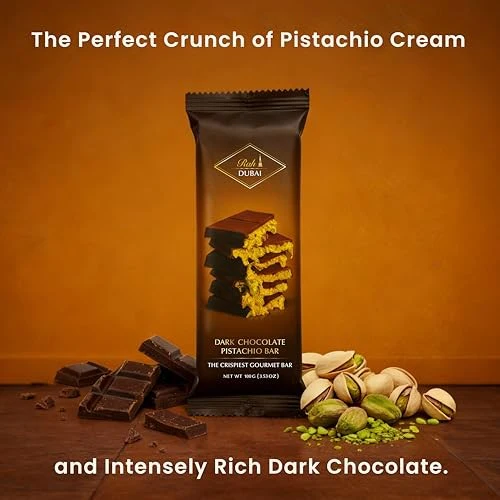 Rah Dark Dubai Chocolate Bar Pistachio 100g, Gourmet Chocolate Bar 3.5oz - Image 4
