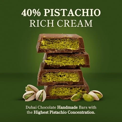 Rah Dubai Chocolate Bar Pistachio Gourmet Chocolate Bar 3.5oz - Image 2