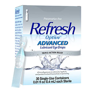 Refresh Optive Advanced Lubricant Eye Drops 0.01 Fl Oz Single-Use Containers, 30 Count