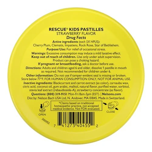 RESCUE Kids Pastilles, Natural Strawberry Flavor, Stress Relief for Children, Calming Aid, Homeopathic, Flower Essences - Image 2