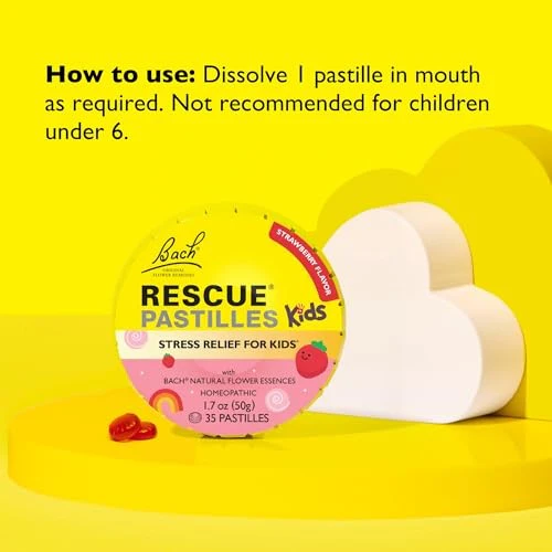 RESCUE Kids Pastilles, Natural Strawberry Flavor, Stress Relief for Children, Calming Aid, Homeopathic, Flower Essences - Image 5