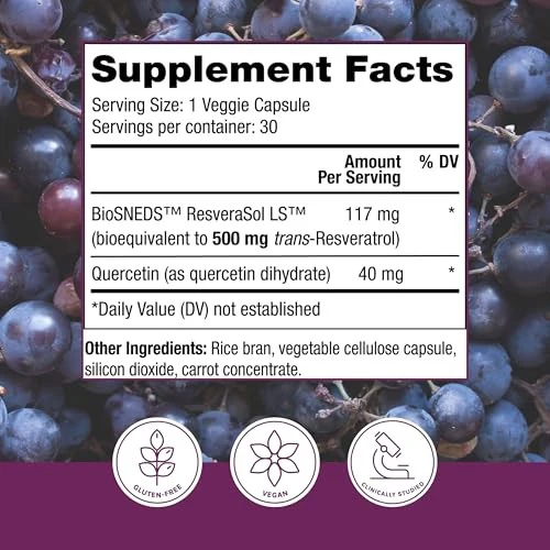 Reserveage Beauty Resveratrol Plus 500 Mg - 30 Veggie Capsules - Image 2