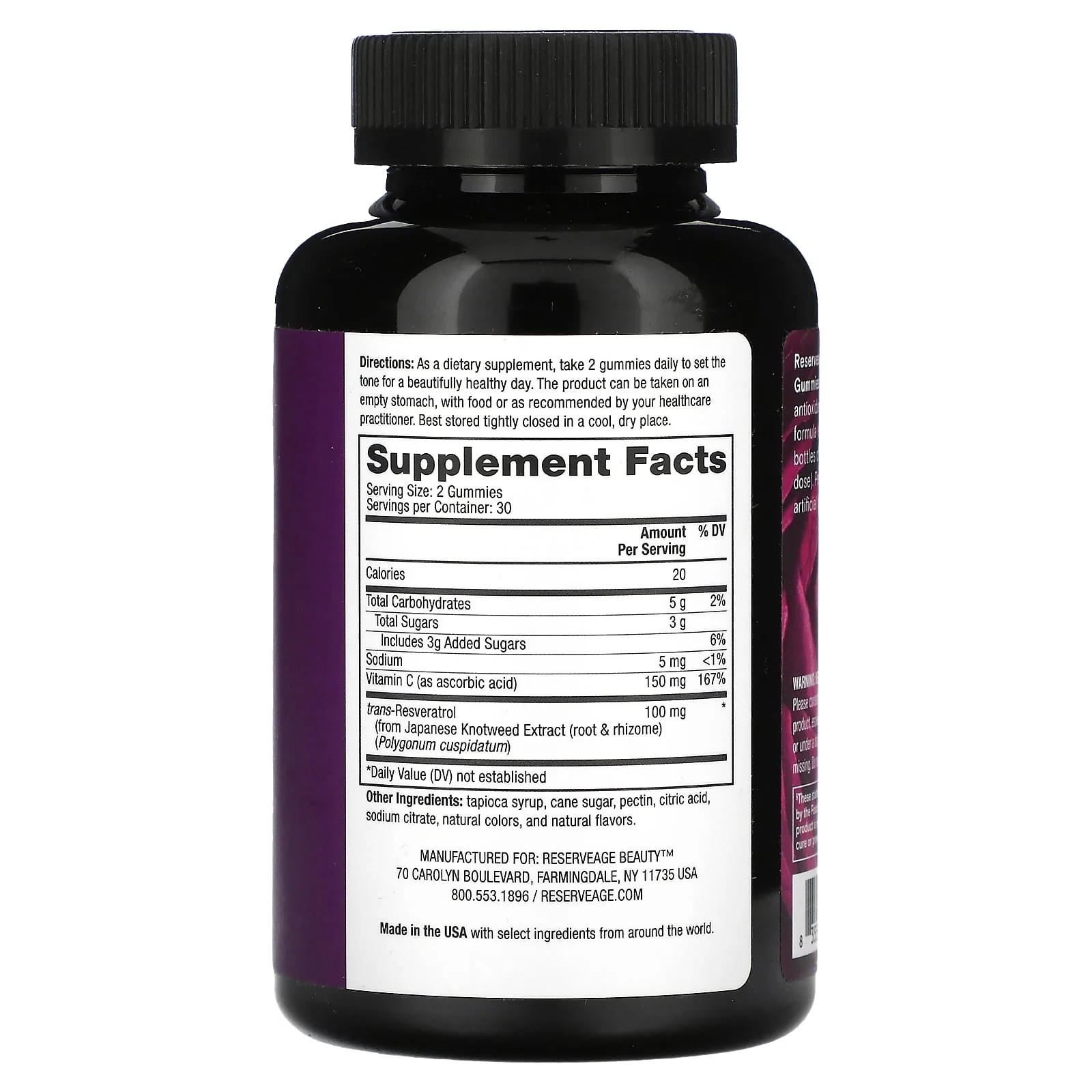 Reserveage Resveratrol Gummies 100mg 60ct - Image 2