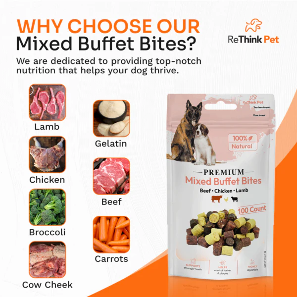 Rethink Pet Mixed Buffet Bites Beef Chiken Lamb 100% Natural - Image 2