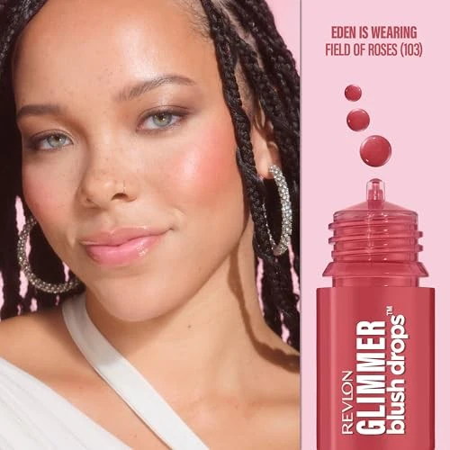 Revlon Glimmer Blush Drops Liquid Cheek Color 103 Field of Roses 0.32 Fl Oz - Image 2