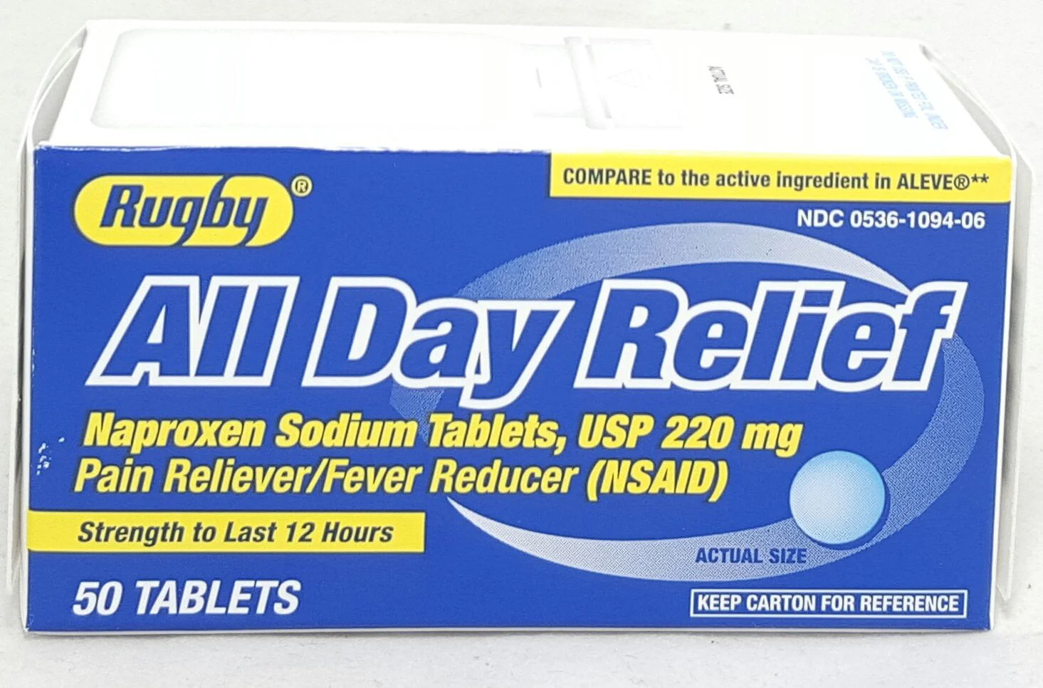 Rugby All Day Relief Naproxen Sodium Tablets 50 Count 220 Mg - Image 2