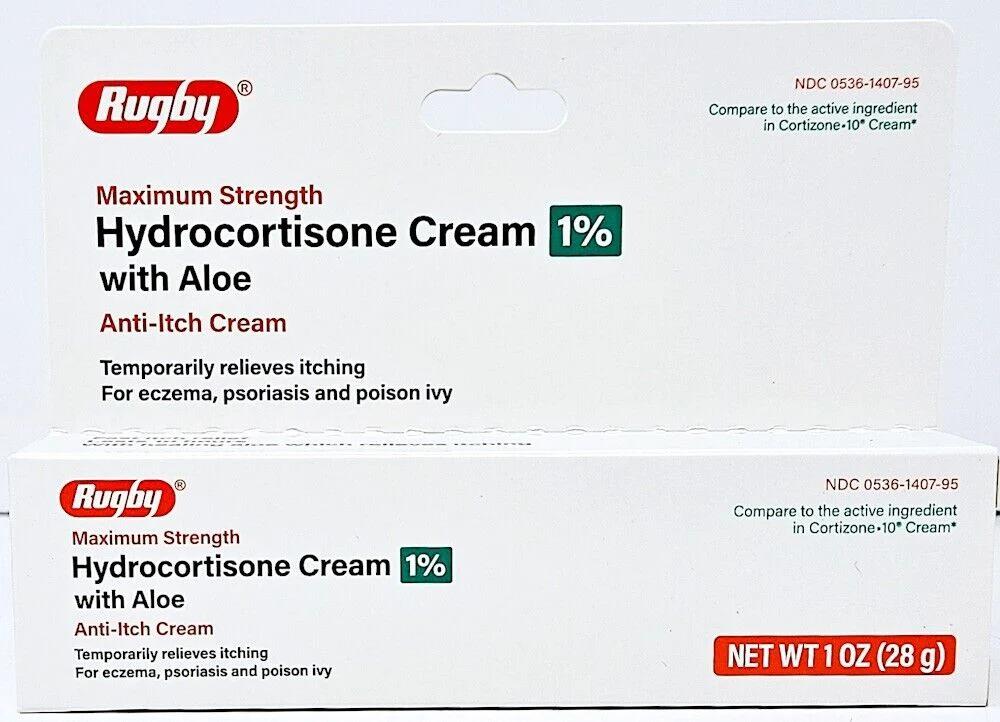 Rugby Hydrocortisone Maximum Strength Cream 1% With Aloe 1 Oz