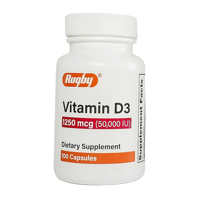 Rugby Vitamin D3 1250 Mcg 50000 IU Supplement Capsules