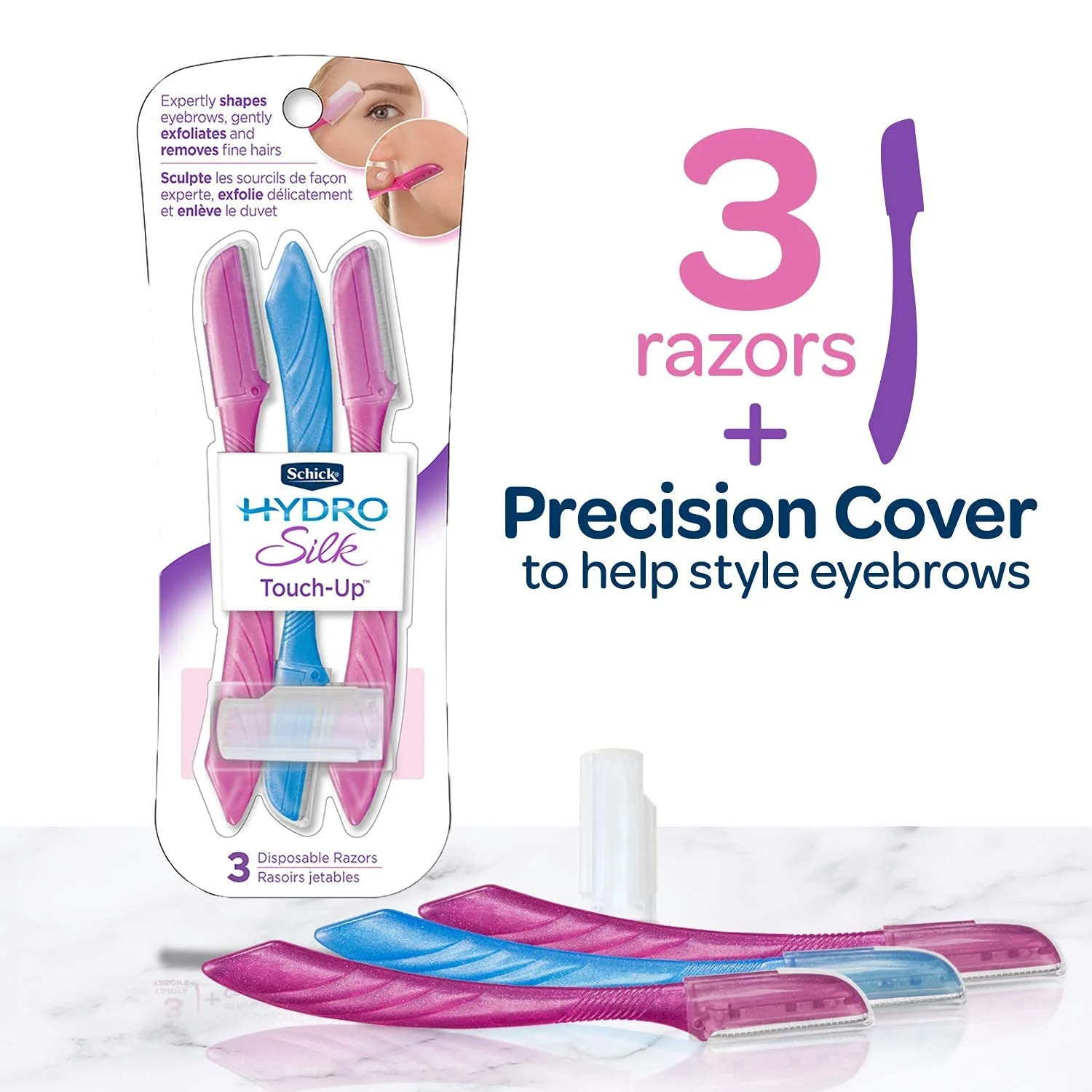 SCHICK HYDRO SILK TOUCH UP RAZOR X 3 - Image 2
