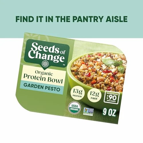 SEEDS of CHANGE Organic Protein Bowl Garden Pesto, Prepared Entrée, Microwave in 90 Seconds, 9 Oz - Image 6