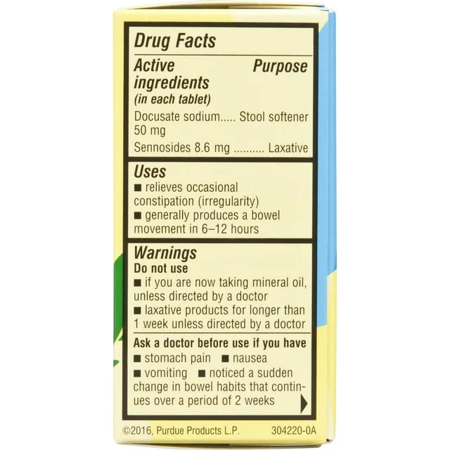 Senokot-S Vegetable Laxative With Stool Softener Tablets 8.6mg 30ct - Image 2