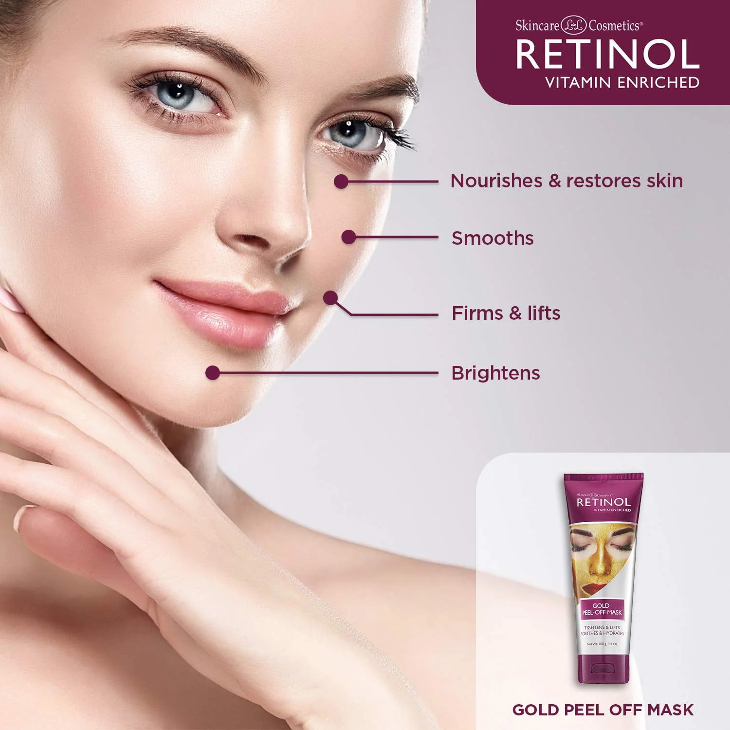 Skincare Retinol Gold Peel Off Mask 3.4oz - Image 2