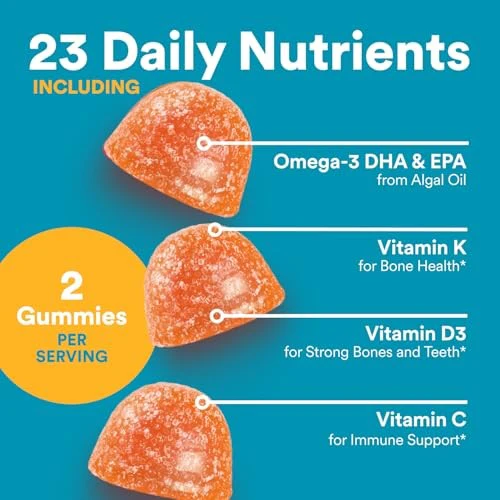 SmartyPants Teen Guy Plus Multivitamin & Omegas Gummies with Vitamins C, D3, B12 & Zinc Pineapple Orange 60ct - Image 4