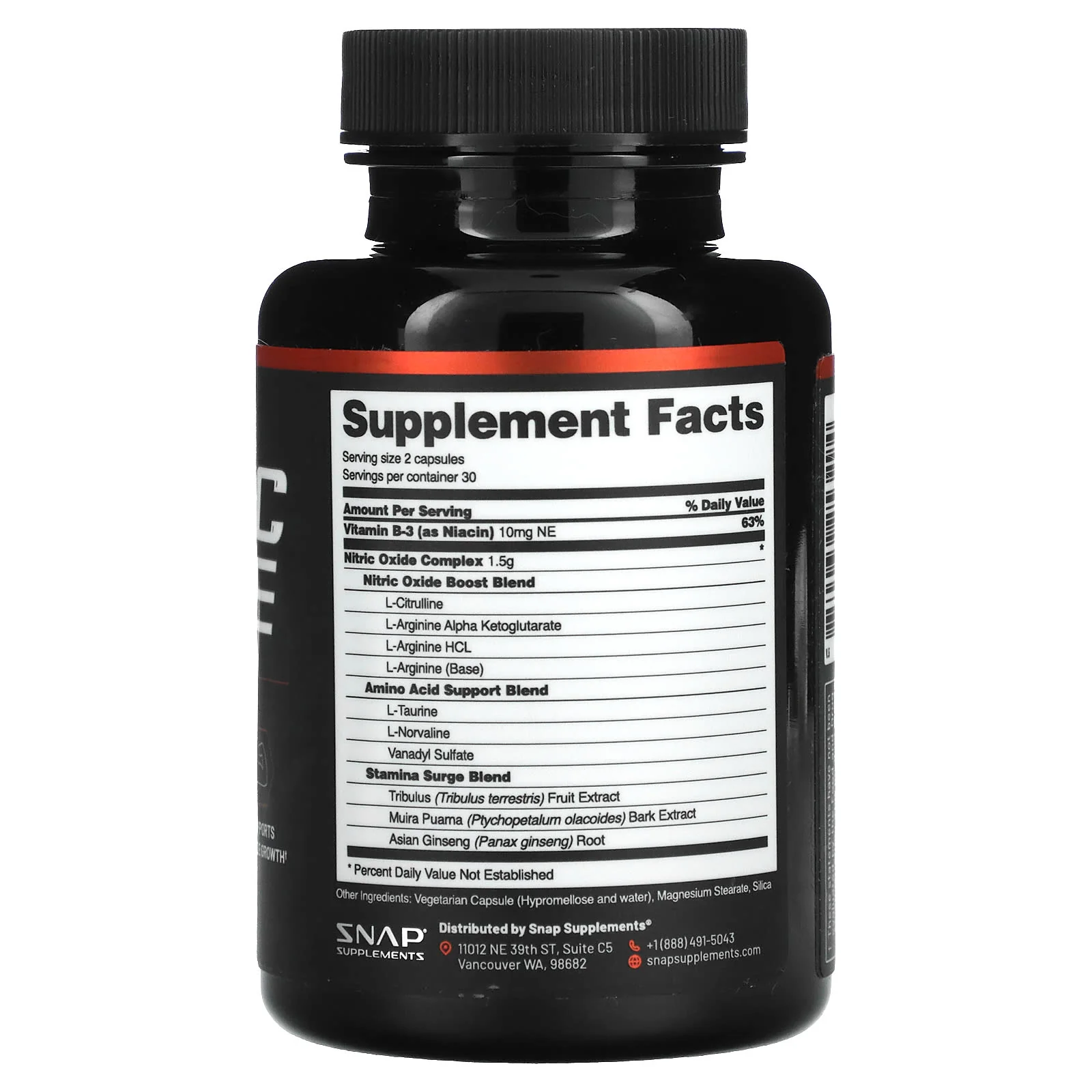 Snap Nitric Oxide Booster Capsules 60ct - Image 2