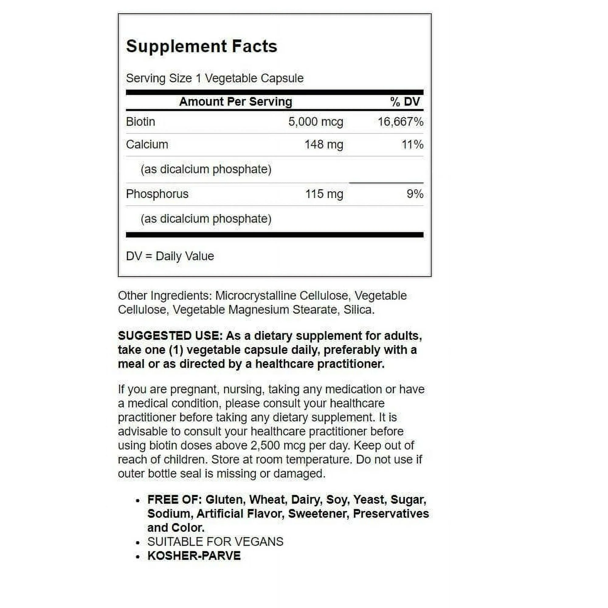 Solgar Biotin 5000 mcg Tablets 100ct - Image 2