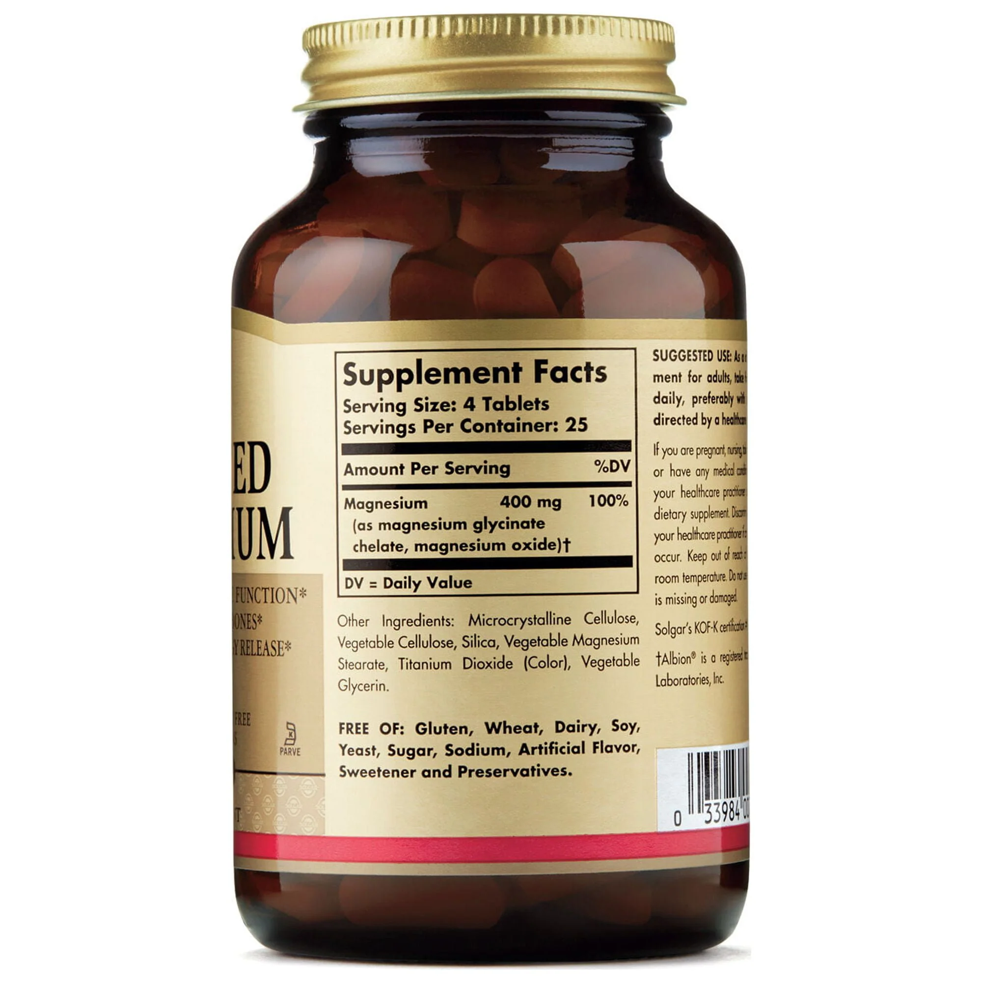 Solgar Chelated Magnesium Tablets 100ct - Image 2