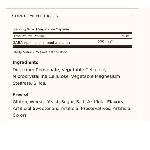 Solgar GABA 500mg Vegetable Capsules 50ct - Image 2