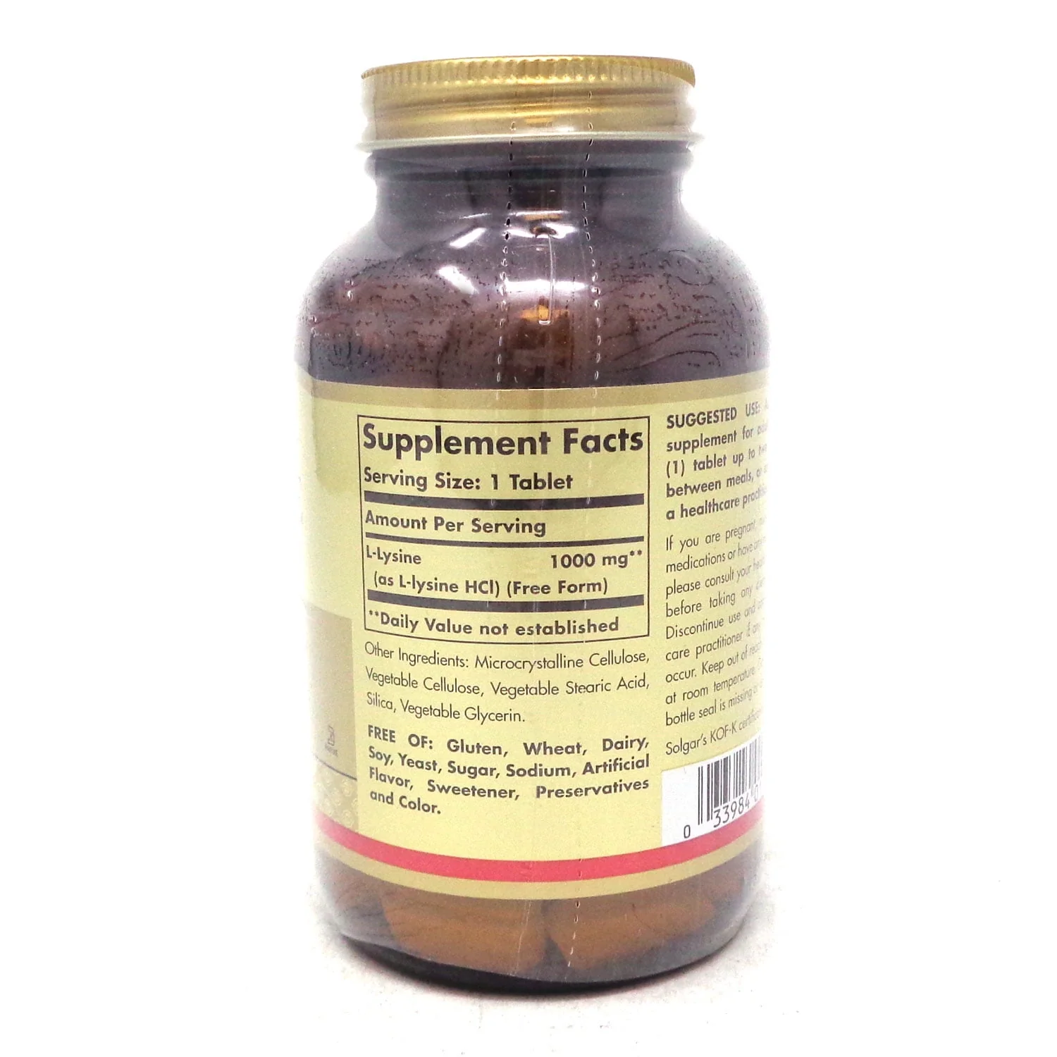 Solgar L-Lysine 1000 mg Tablets 100ct - Image 2