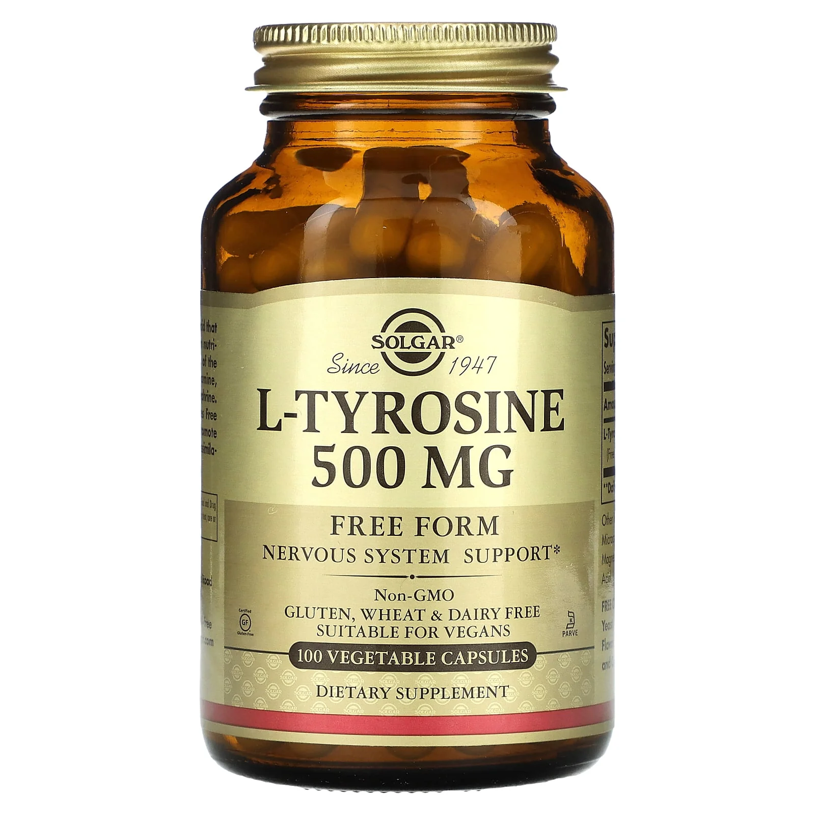 Solgar L-Tyrosine 500mg Vegetable Capsules 100ct