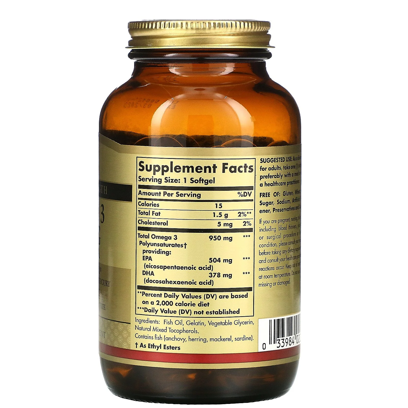 Solgar Omega 3 950 mg Epa & DHA Softgels100ct - Image 2