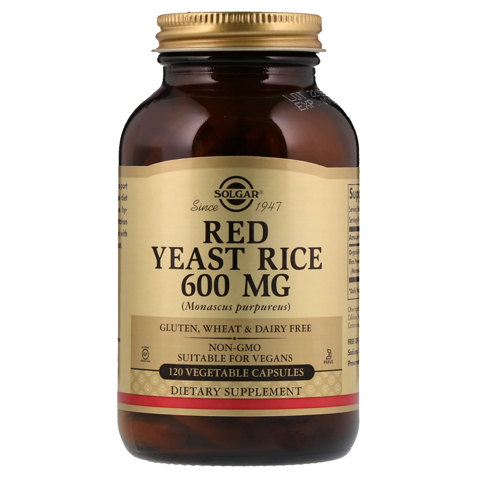 Solgar Red Yeast Rice Vegetable Capsules 60 Vegetable Capsules - Image 2