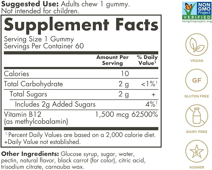 Solgar Ultra Potency Vitamin B12 1500 mcg Gummies 60 ct - Image 2