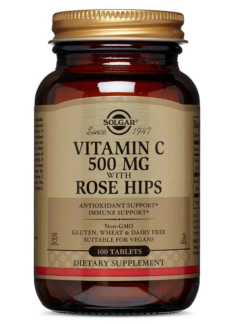 Solgar Vitamin C 500 mg with Rose Hips 100 Tablets
