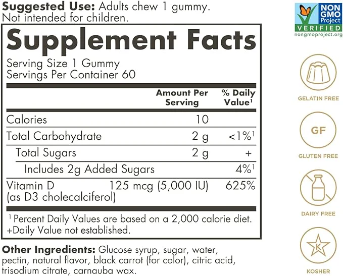 Solgar Vitamin D3 5000Iu Gummies 60 ct - Image 2