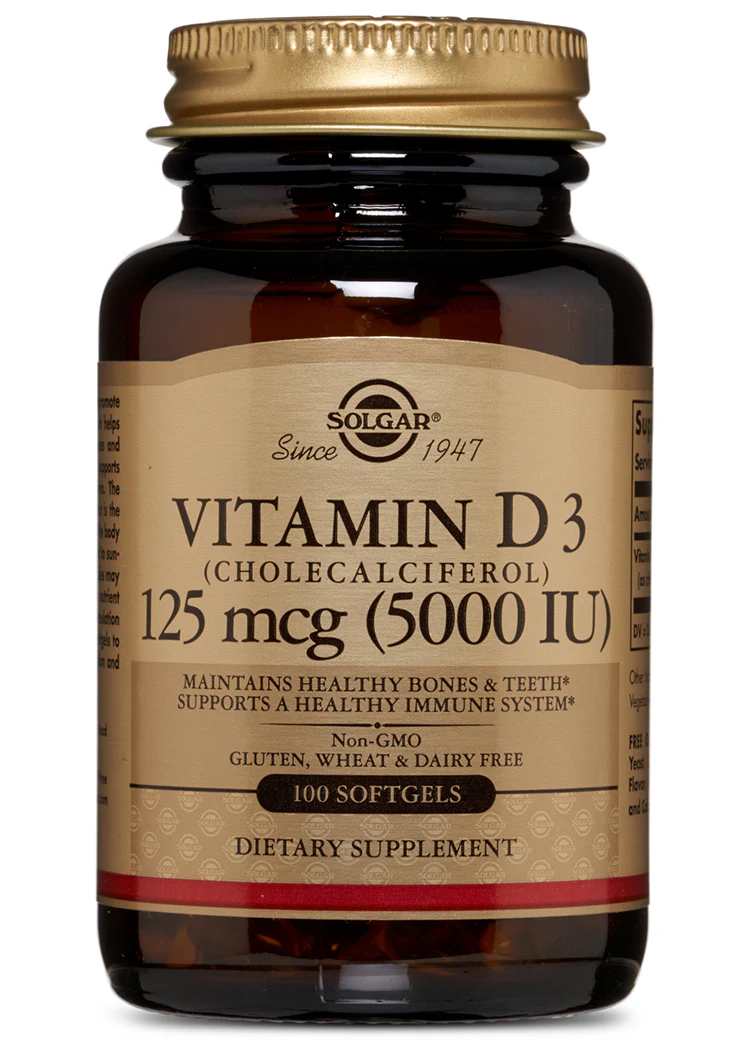Solgar Vitamin D3 (Cholecalciferol) 5000 IU Softgels