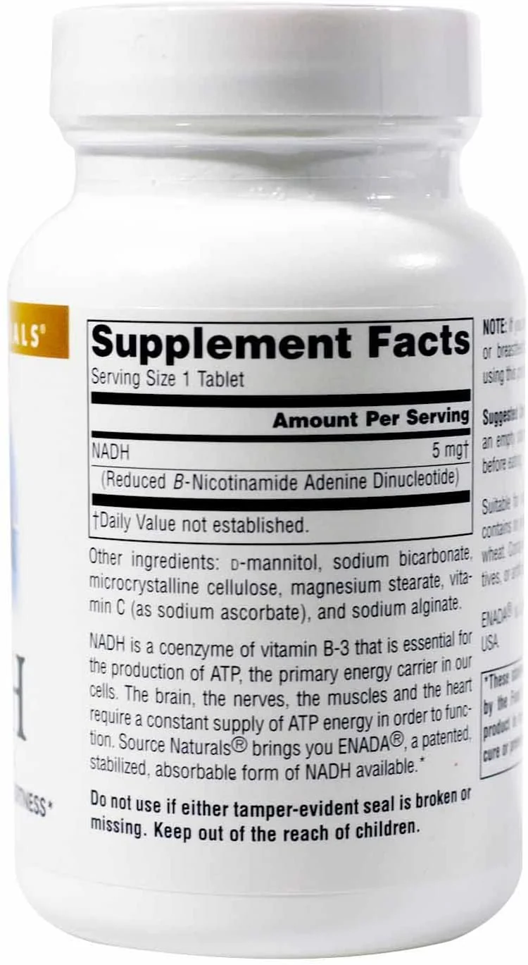 Source Naturals ENADA NADH 5 Mg 60 Tablets - Image 2